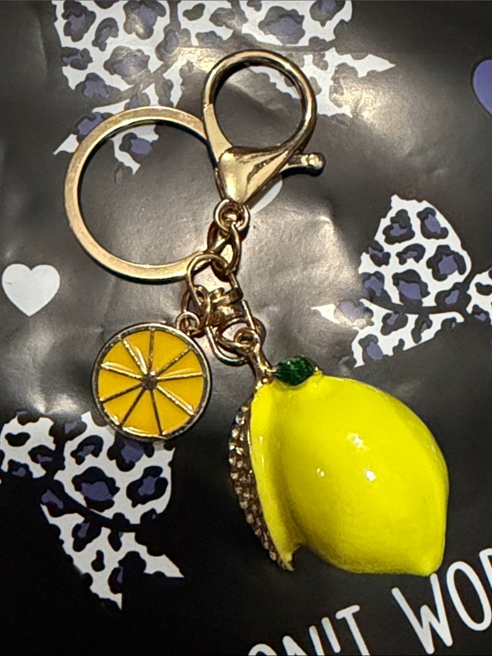 Lemon Charm Keychain – Yellow Fruit Accent Keyring